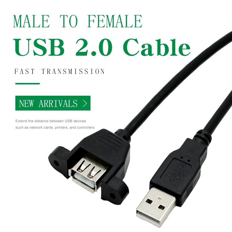 USB 2.0 Kabel Ekstensi dengan Telinga USB Kabel Ekstensi Male Ke Female Kawat Memperpanjang Bisa Diperbaiki untuk PC Laptop kabel USB Extender