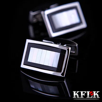 

KFLK Luxury 2020 shirt cufflinks for mens gift Brand cuff buttons Shell cuff links High Quality Black abotoaduras Jewelry