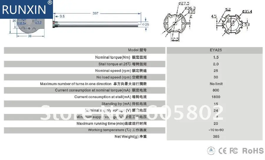 AC Tobular Motor for Roller Blinds, 110V-230V, DIY, updated your manual blinds to remote control, Used for 38mm Headtube