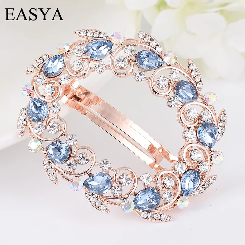 EASYA Fashion Metal Hair Ornaments Gold Color Rhinestone Crystal Hairwear Hairpin Clips Fashion Sparkling Hair Accessories