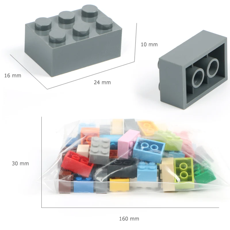 2*3 point 100g/lot brick Multicolour Parts DIY Building Bricks Parts  Model Building Blocks Toys