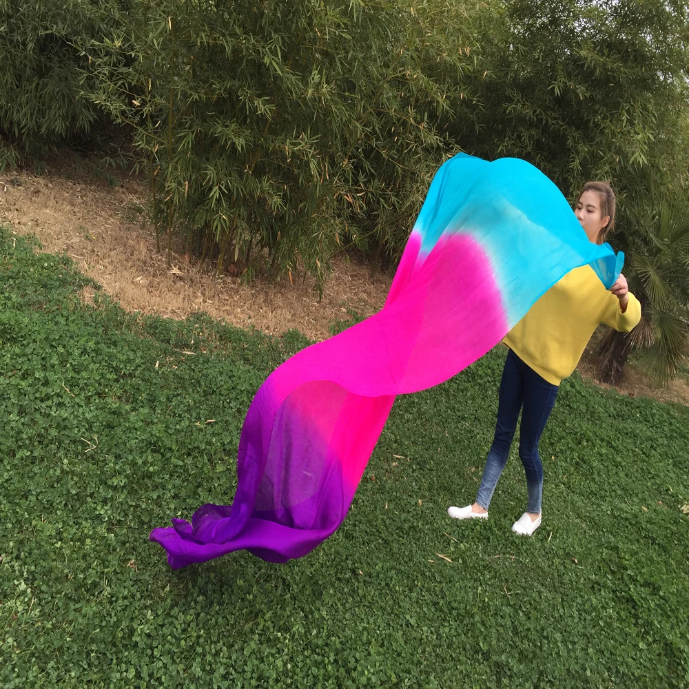 

New dyed about 100"'x 45'' inch pure natural real silk Veils for bellydance or stage performance 100% real silk Veil hot-selling