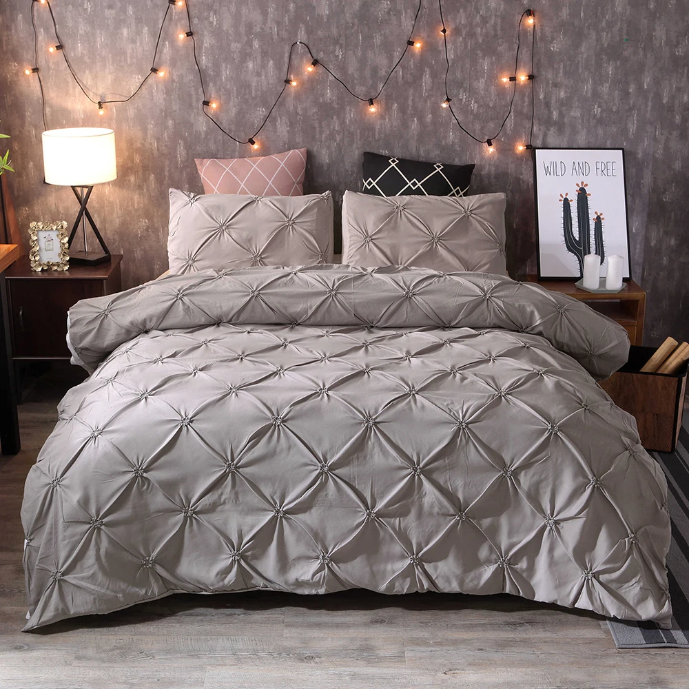 Imagem -06 - Duvet Cover Conjunto com Fronha Nordic Quilt Cover Pinch Plissado Breve Conjunto de Cama Luxo Rainha Rei Pcs Preto e Branco