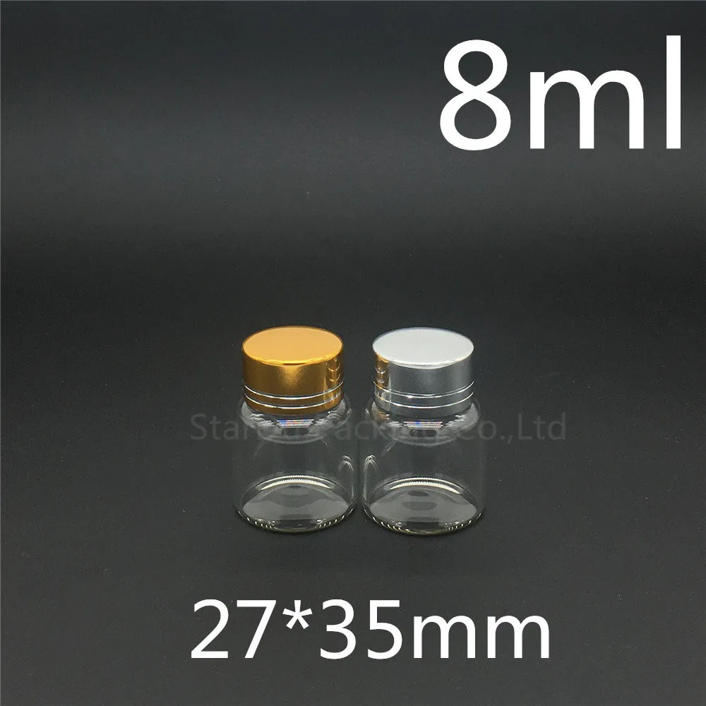 

Free Shipping 1000pcs/lot Diameter 27mm 8ml Aluminum Cover Neck Glass Bottle For Vinegar alcohol,carft/storage Candy Bottles