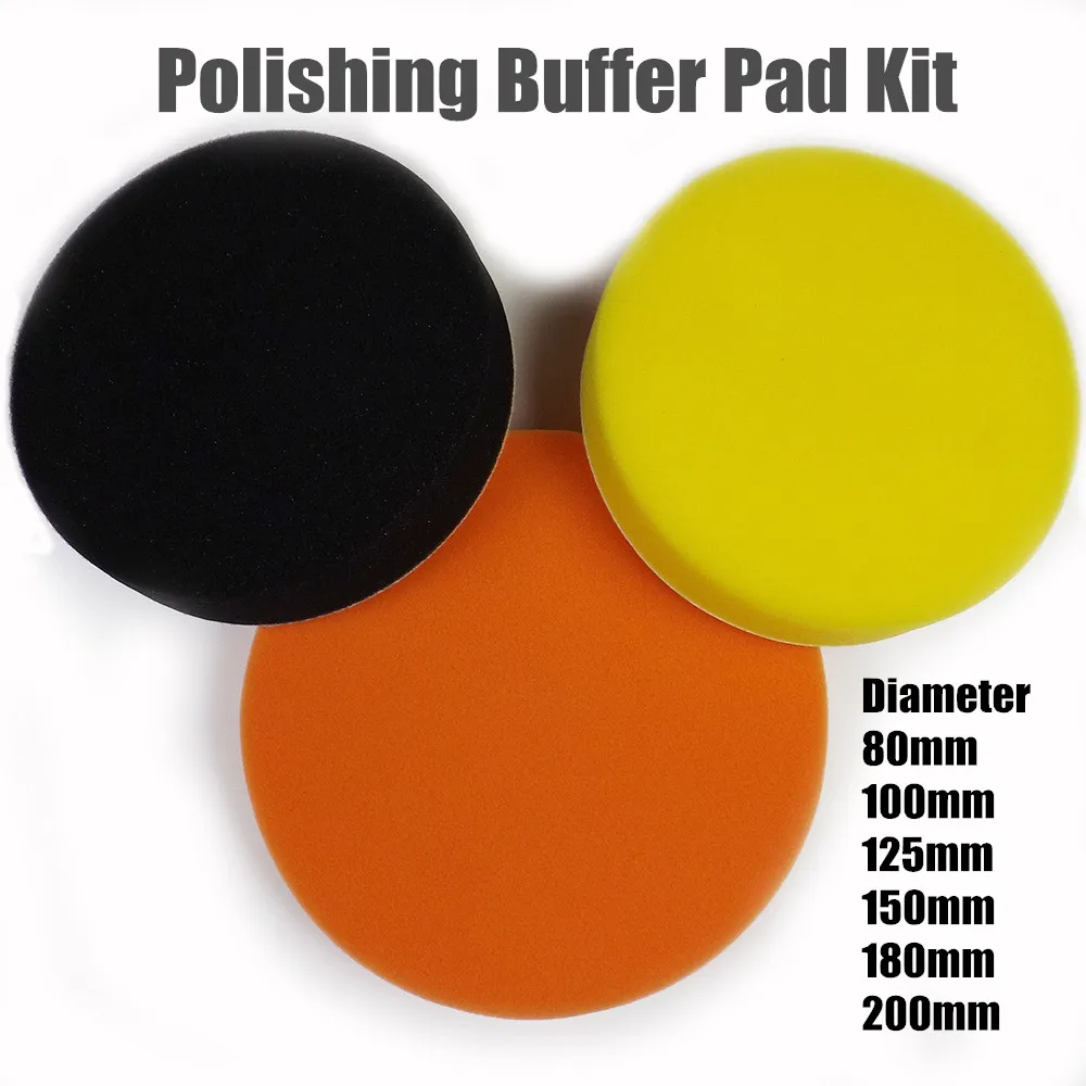 High Density 10pcs/set 3-8inch 80mm-200mm 6size High Gross Polishing Buffer Pad Kit For Electric Car Polisher Pads