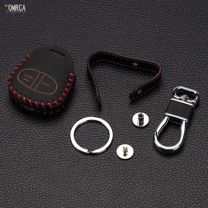 Fashion men for Mitsubishi colt lancer outlander grandis pajero sport leather car key chain remote car key cover case 2 buttons