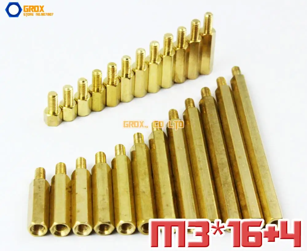 

60 Pieces Brass M3 x 16 + 4mm PCB Female to Male Motherboard Standoff Hex Spacer