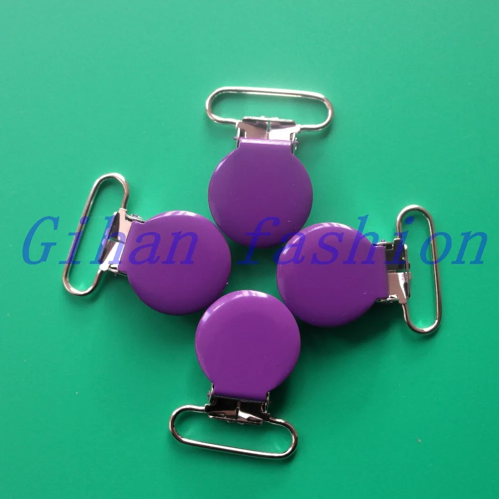 

Фиолетовая круглая эмалевая подвеска с зажимами, металлический зажим для соски для 25 мм ленты, с пластиковыми зубцами, без свинца, 20 шт. Бесплатная доставка