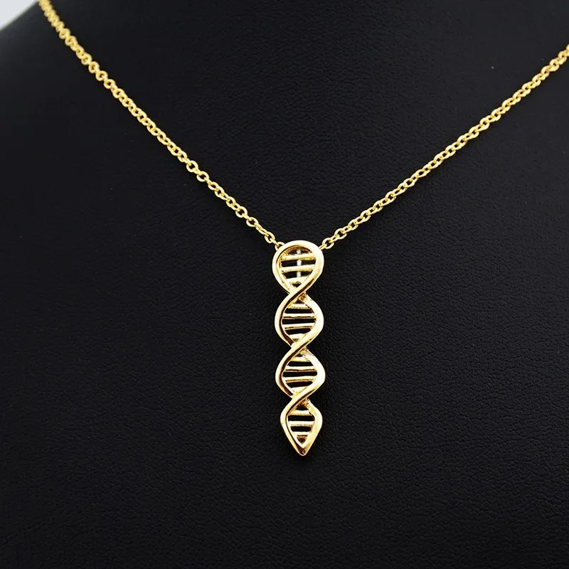 1 Piece Fashion Silver Color Science Biology DNA Pendant Long Necklace Boho Chain Statement Necklaces Women Jewelry Girls Gifts