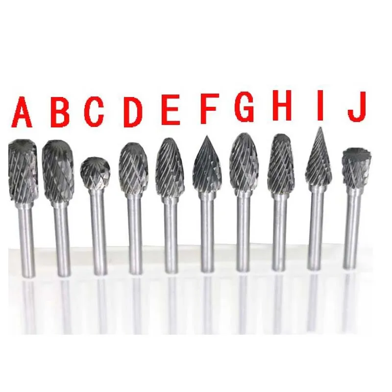 Imagem -06 - Tungsten Carbide Milling Cutter Rotary Ferramenta Burr Duplo Diamond Cut Ferramentas Dremel Moagem Elétrica Novo Shank 10 Pcs