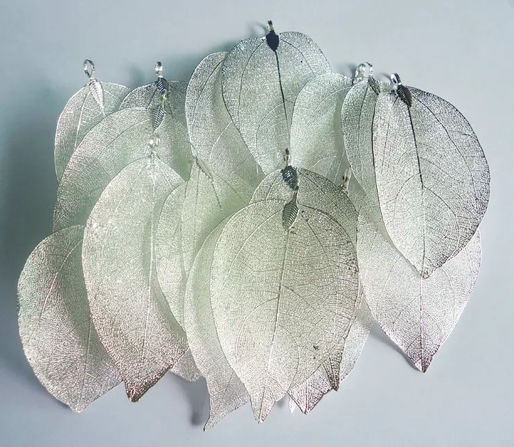 LOVBEAFAS Wholesale 50/lot Fashion Jewelry Gold Silver Color Bijoux Natural Real Leaf DIY Necklace Pendant Women Accessories