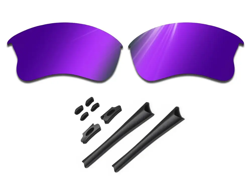 Glintbay 100% Precise-Fit Deep Purple Replacement Lenses and Black Rubber kit for Oakley Flak Jacket XLJ Sunglasses