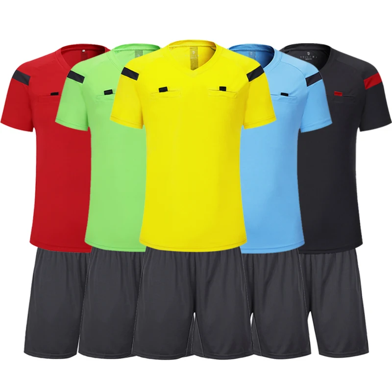 Shinestone soccer jersey professional men soccer referee uniform thai referee jersey shorts sets football referee tracksuits