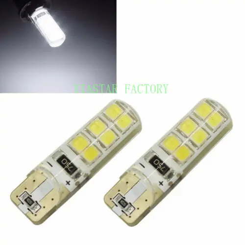 Yiastar 500PCS High quality silicone Car Auto LED 194 W5W 12SMD T10 12 LED SMD 2835 Wedge led Light Bulb Lamp