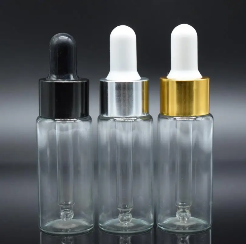 Wholesale 10ml Clear Glass Dropper Bottles Empty Transparent Glass Cosmetic Containers With Dropper