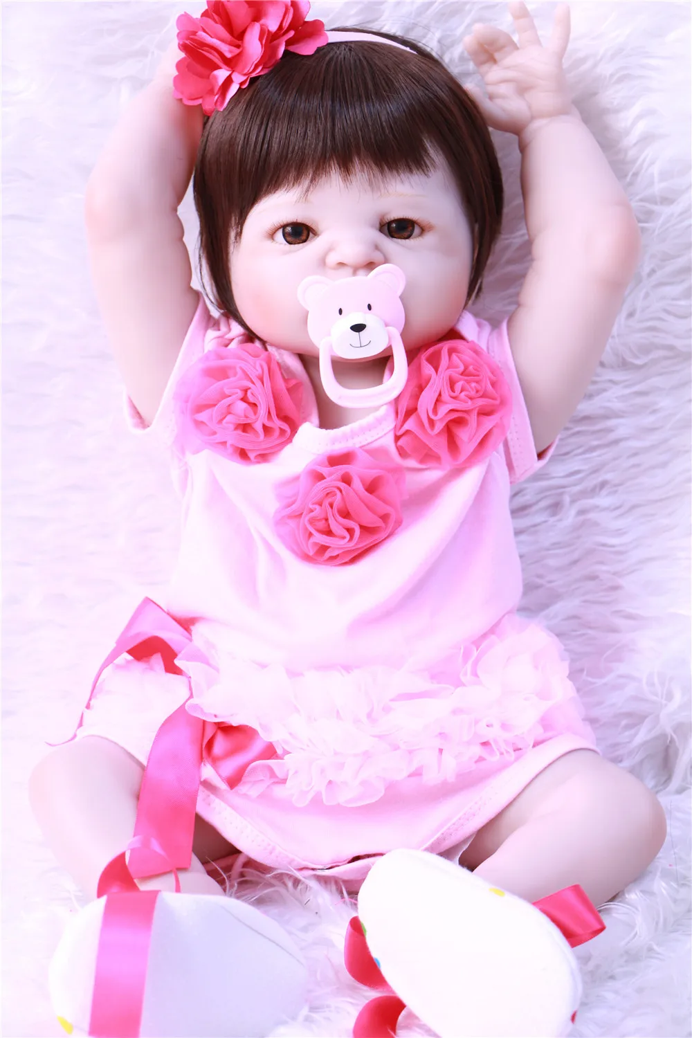 Full Silicone reborn baby dolls lifelike newborn girl princess dolls bebe 22inch reborn bonecas kids gift toys