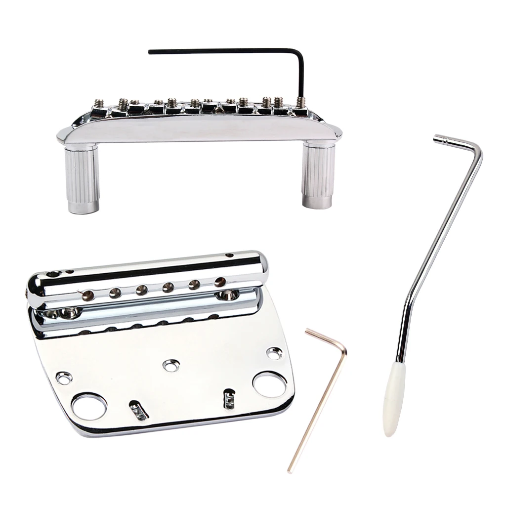 Exquisite 6 String Guitar Tremolo Bridge Tailpiece Set for Jazzmaster Guitar Accessory Chrome