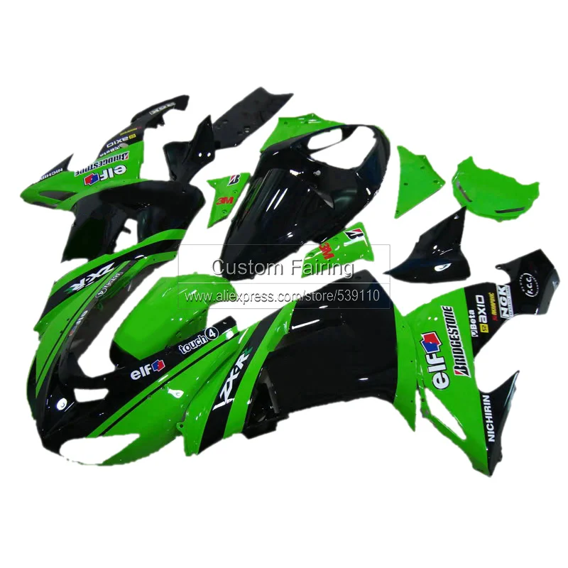 Green ABS Plastic fairing kit for Kawasaki ZX10R zx - 10r 2007 2006 Ninja glossy decals 07 06 fairings TP12