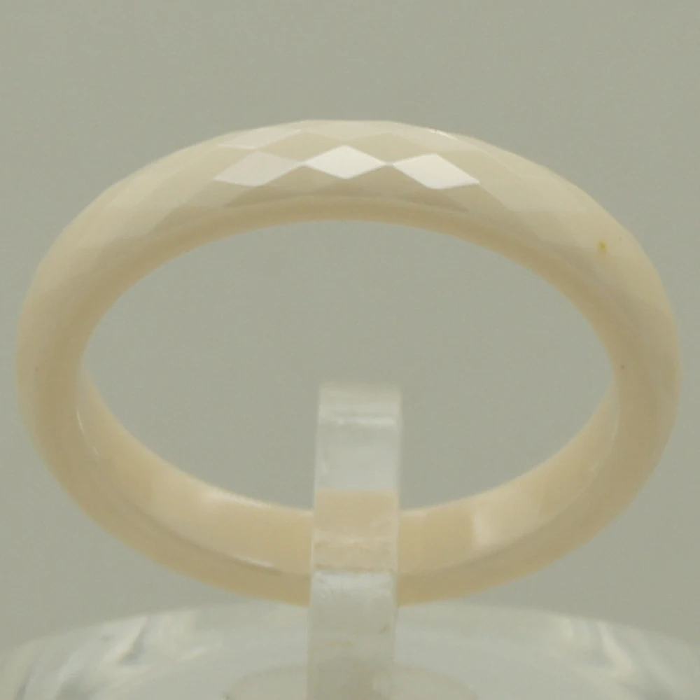 3.5mm width rare pearl ivory color classic multi facett  hi-tech scratch proof ceramic ring