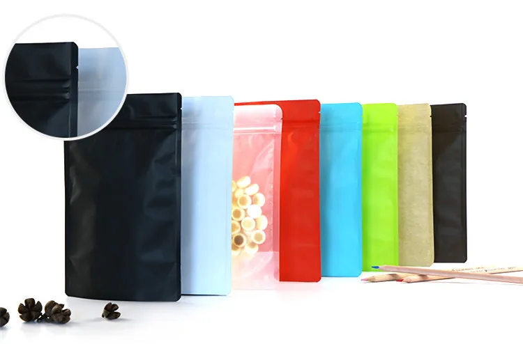 Wholesale Matt Light Blue Stand up Aluminum Foil Ziplock Bag Snack Cookie Coffee Packaging Bag Doypack Light Blue Foil Zip Pouch