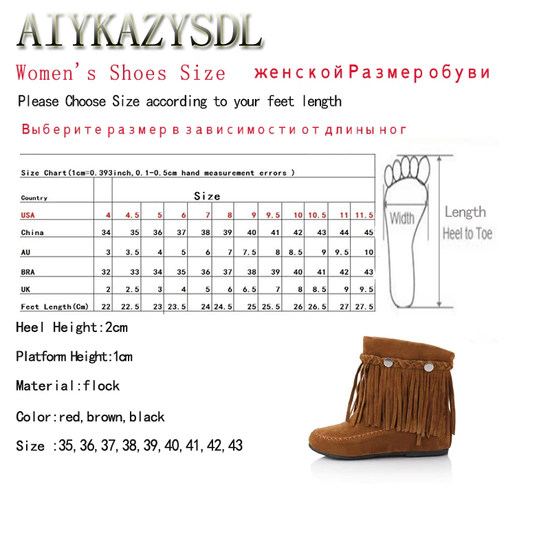 AIYKAZYSDL Bohemian gypsy boho ethnic national women tassel fringe Faux suede leather ankle boots woman girl flat shoes booties