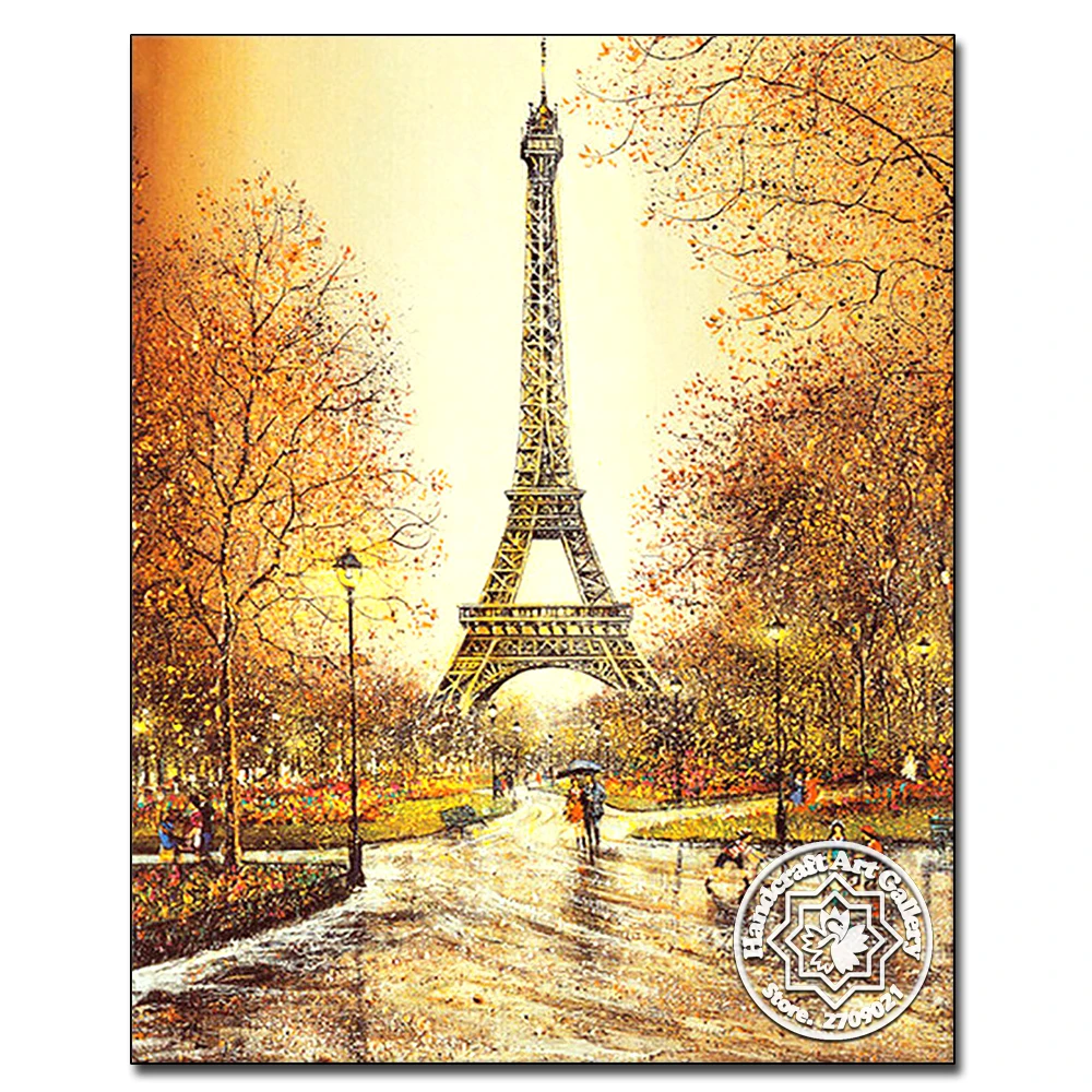 Moonzero 5D Diamond Embroidery Landscape Eiffel Tower Diamond Painting Cross Stitch DIY Full Square Rhinestones Mosaic Sales Kit