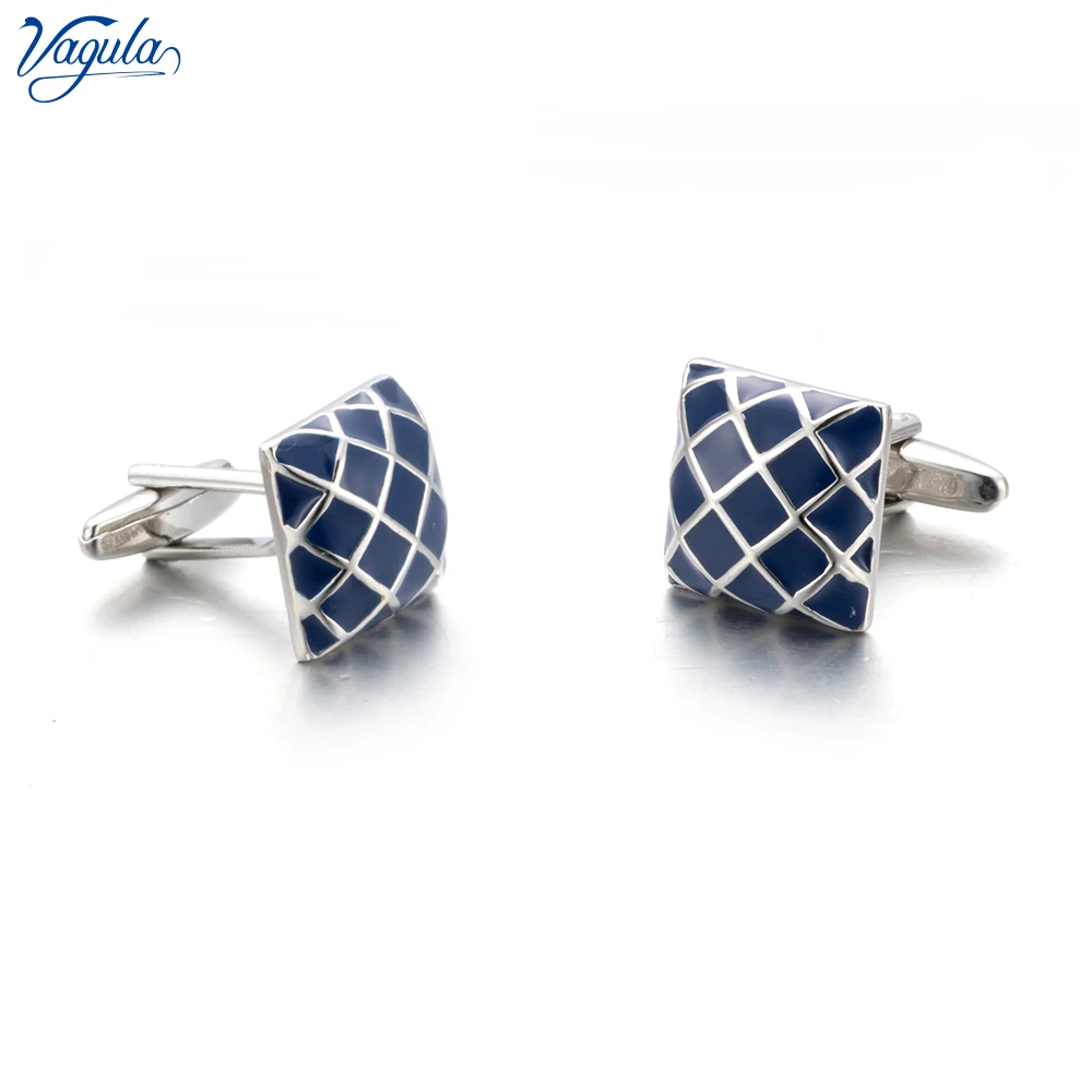 VAGULA Classic Cufflink Shirt Gemelos Men Jewelry Button Blue Enamel Cuff links 766