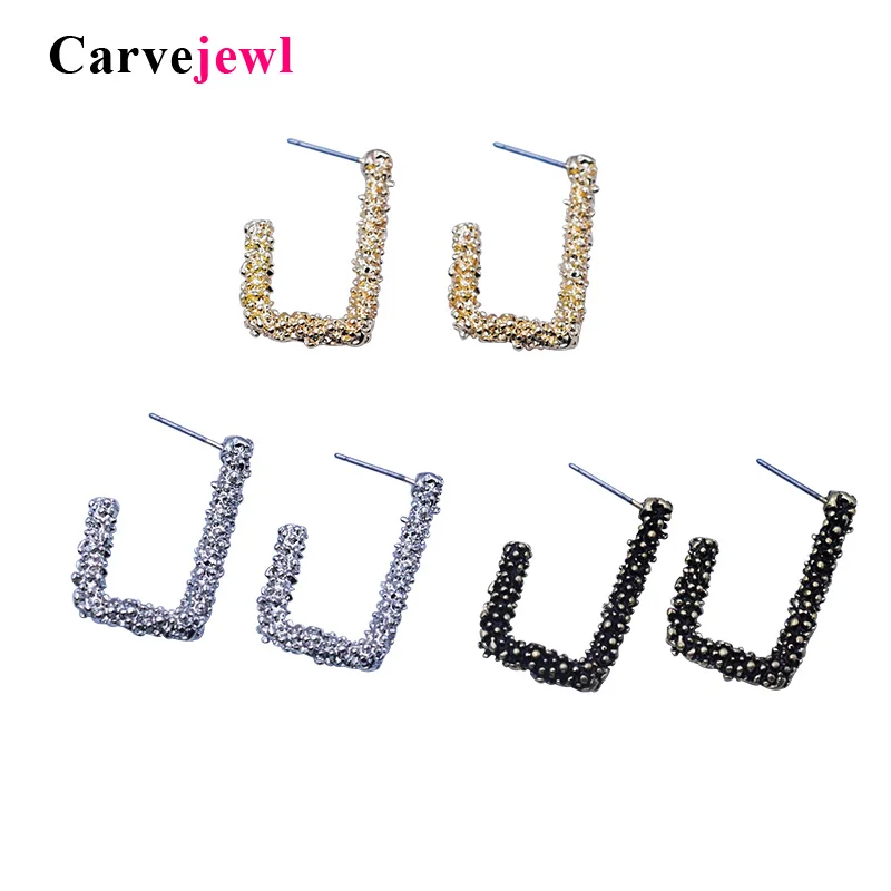 Carvejewl simple geometric new stud earrings for women jewelry Korea design burnished gold silver plated small earring accessory