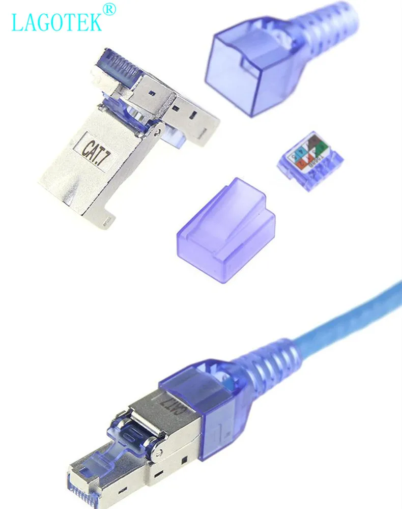 Imagem -05 - Conector Modular Rj45 Cat Cat6a Blindado sem Ferramentas Conector Cat7 Plug Cat7 22 23 24awg 10 Pcs Lot