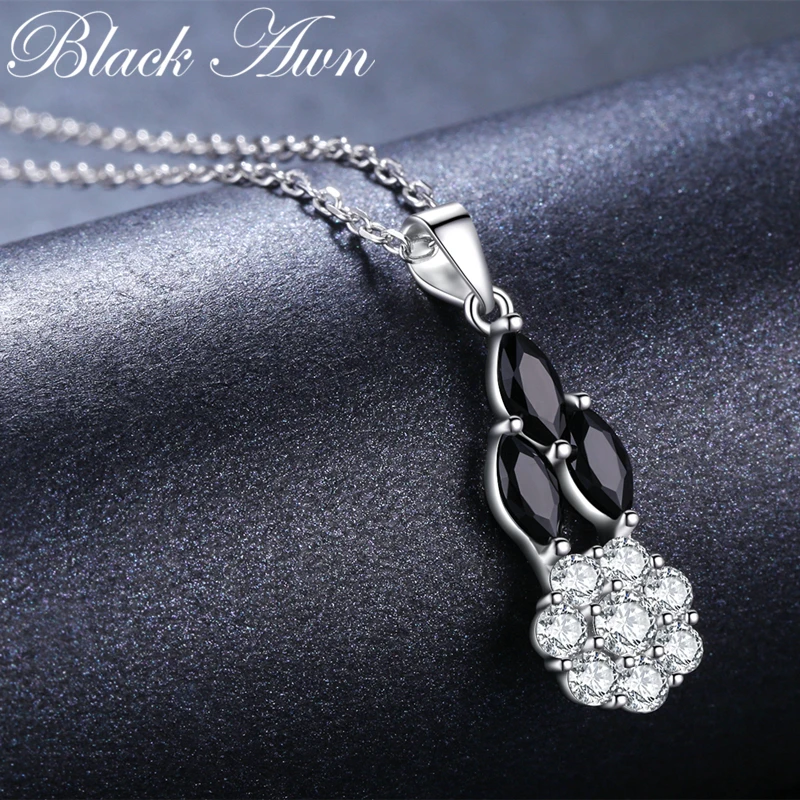 Black Awn 2025 New Casual Arrive Silver Color Fashion Jewelry Trendy Flower Engagement Necklaces & Pendants for Women K011