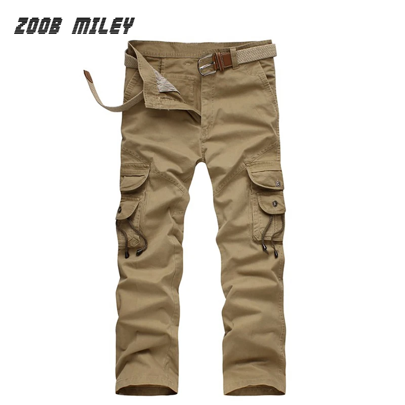 Men Baggy Cargo Pants Hot Sale Plus Size Loose Fit Military Tactical Army Trousers Multi-pocket Casual Work Pants Men No Belt