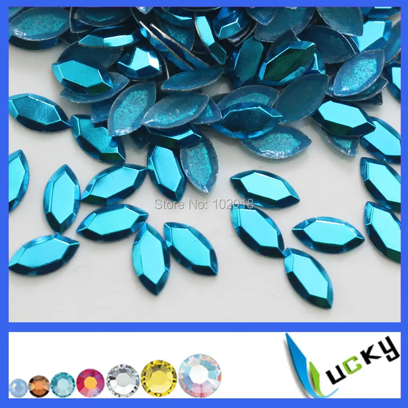 Korean quality 4*8mm 20gross oval shape Turquoise color aluminum hotfix rhinestuds