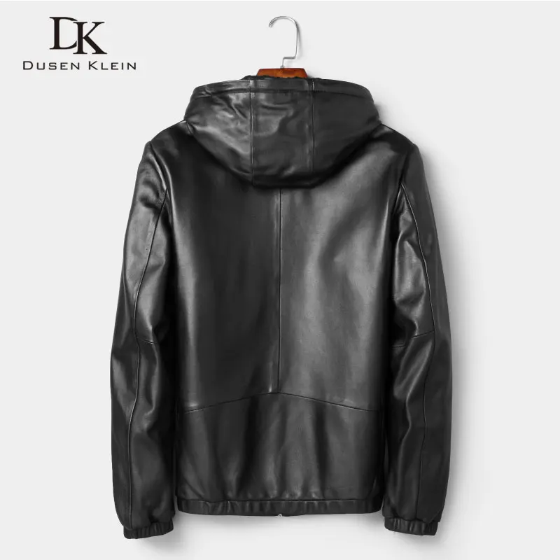 New 2017 Dusen Klein Men Genuine Leather Jacket Spring Outerwear Black/Slim/Simple Business Style/Sheepskin Coat DK7103