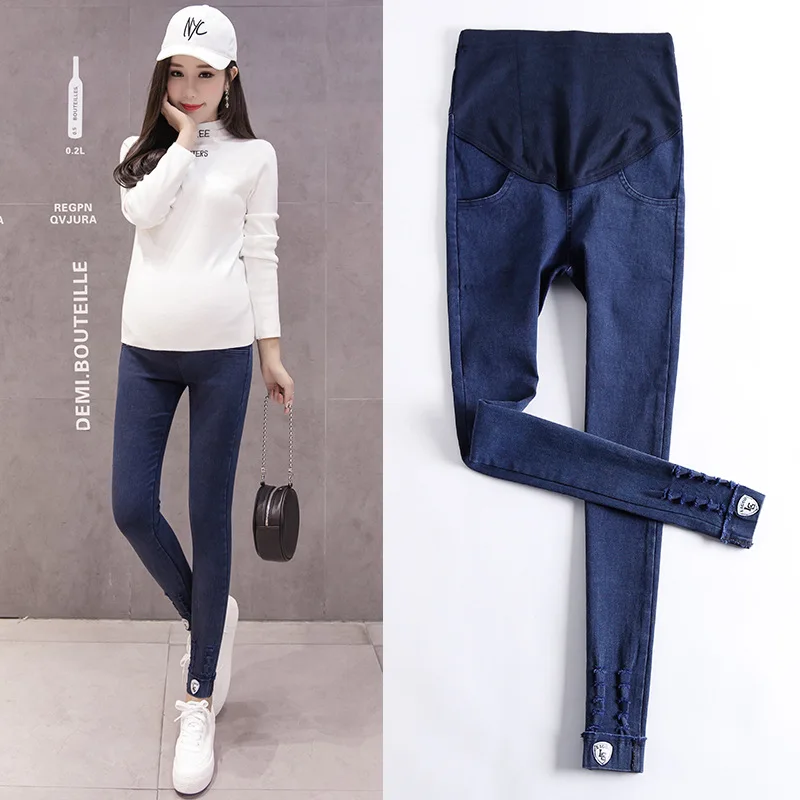 High waist Pregnancy Pants Clothes For Pregnant Women Denim Jeans Elastic Stretch Maternity Legging Clothing Gravida Trousers