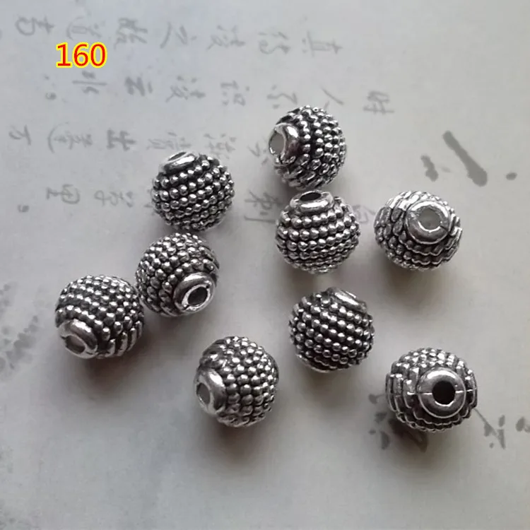 30pcs/lot Round Ball Metal Jewelry Spacer Beads 9mm Handmade Craft Vintage Beading Charms Findings DIY Bracelet Necklace Making