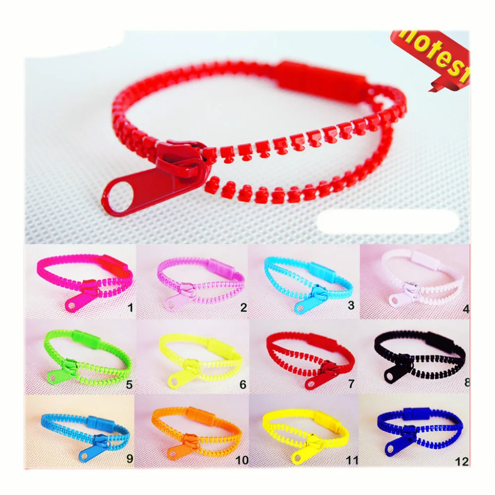 

Wholesale 200pcs Zip bracelet wristband candy bracelet Popular Zipper bracelet