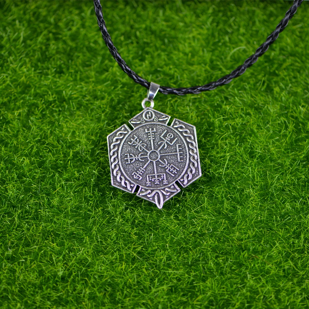 LANGHONG 1pcs Nordic Vikings Amulet Pendant Necklace Norse Vegvisir RUNE Necklace Original Jewelry Talisman