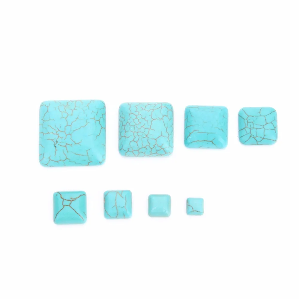 DC 10pcs/lot Natural Stone Square Shape Blue Stripe Turquoise Cabochon For DIY Jewelry Making Bracelet Accessories