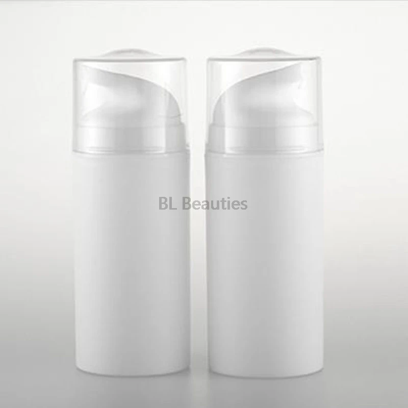 

300pcs/lot 100ml PP Lotion Airless Pump Bottle Vacuum Flask White Plastic Foam Bottle With Clear Cap Free Shipping