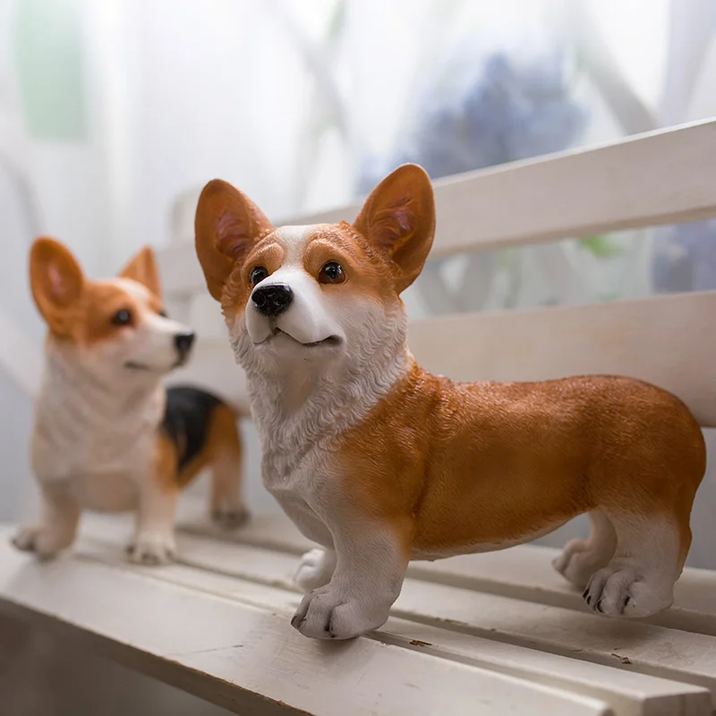 about 28x18x26cm simulation welsh corgi dog model Environmentally resin handicraft,Pastoral garden decoration model gift a0161