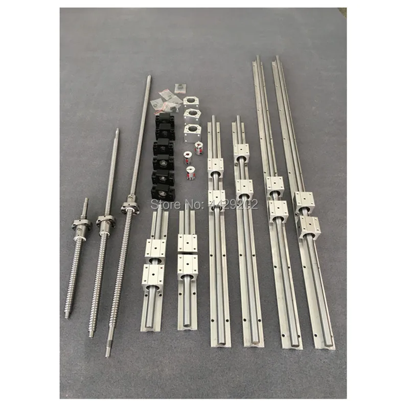 SBR16 linear guide rail 6 sets SBR16- 300/1300/1500mm + ballscrew SFU1605- 350/1350/1550mm+BK/BK12+Nut housing and for cnc parts