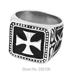 German Army Iron Cross Ring Stainless Steel Jewelry Trendy Cross Motor Biker Men Ring Wholesale SWR0304A