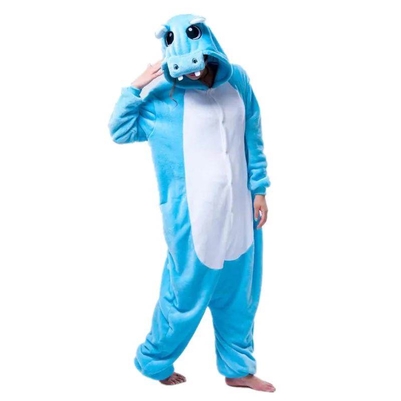 Hippopotamus Kigurumi Animal Hippo Costume Adult Onesies Pajama Clothes For Halloween Carnival Masquerade Party