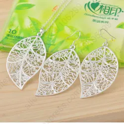 Cheapest Jewelry Sets 925 Sterling Silver Jewelry Set Leaf Pendant Necklaces Hook Earrings Leaves