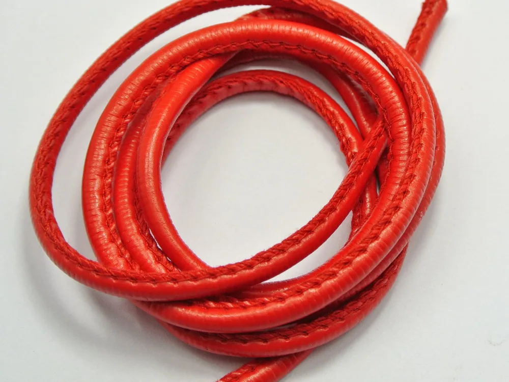 

32.8 Feet Red Stitched Round Soft Synthetic Leather String Jewelry Cord 5mm