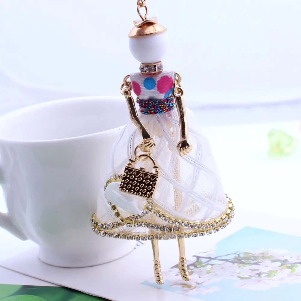 Statement Flower Dress  Doll Necklace Handmade French Doll Pendant 2018 New Alloy Girl Women Necklace Fashion Jewelry