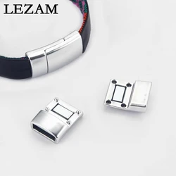 5Sets Sliver Plated Tone Strong Magnetic Smooth Clasp For 5mm 10mm Flat Leather Cord Bracelet Jewelry Accessories Findings