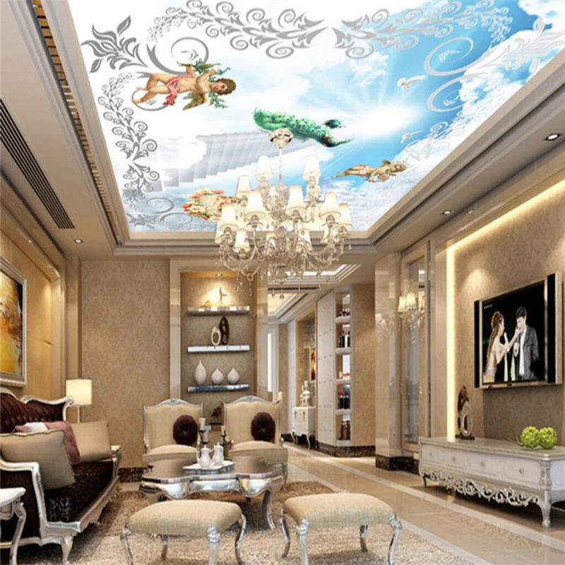 

beibehang wallpaper for walls 3 d Custom Photo Mural Wall paper Stickers Cute Angel Blue Sky Zenith Mural papel de parede 3D