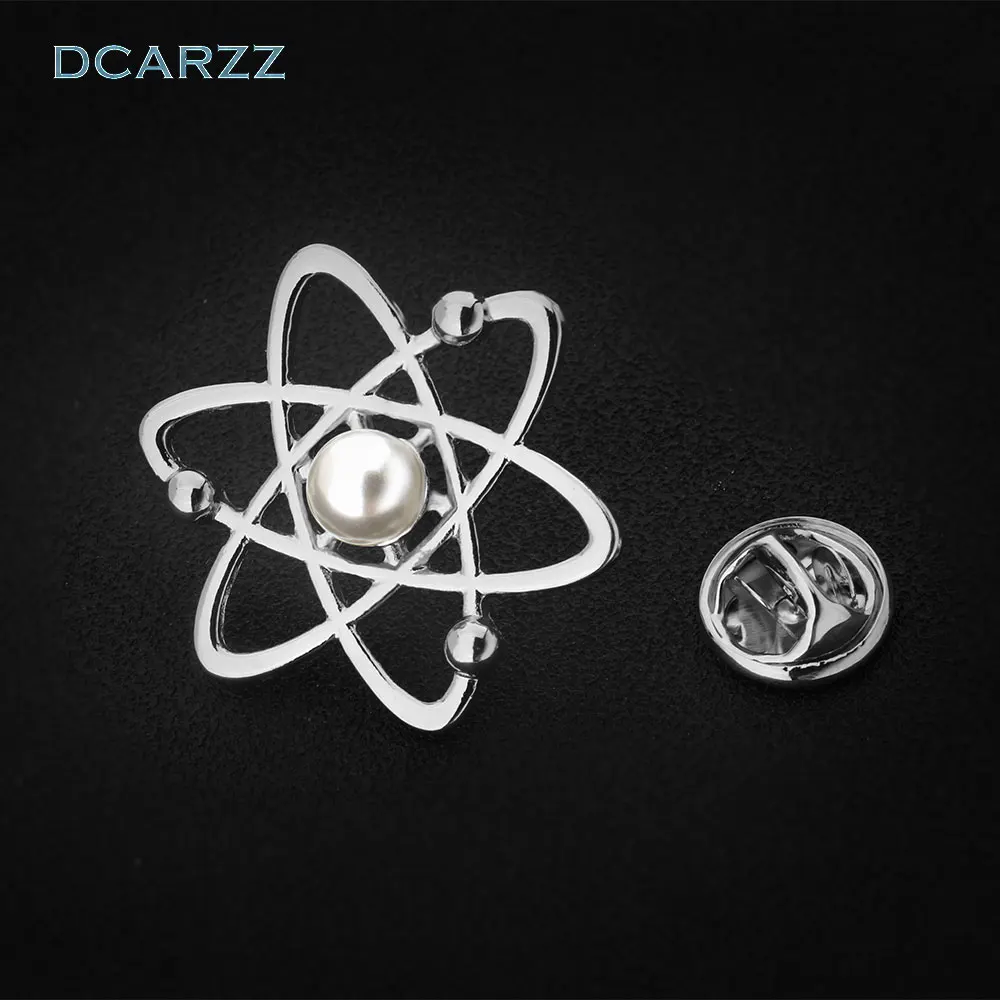 DCARZZ Atom Melecule Science Pin,the Pearl Science Symbol Brooch,Proton Neutron Nucleus Jewelry Gift for Nerd,Geeks,Scientists
