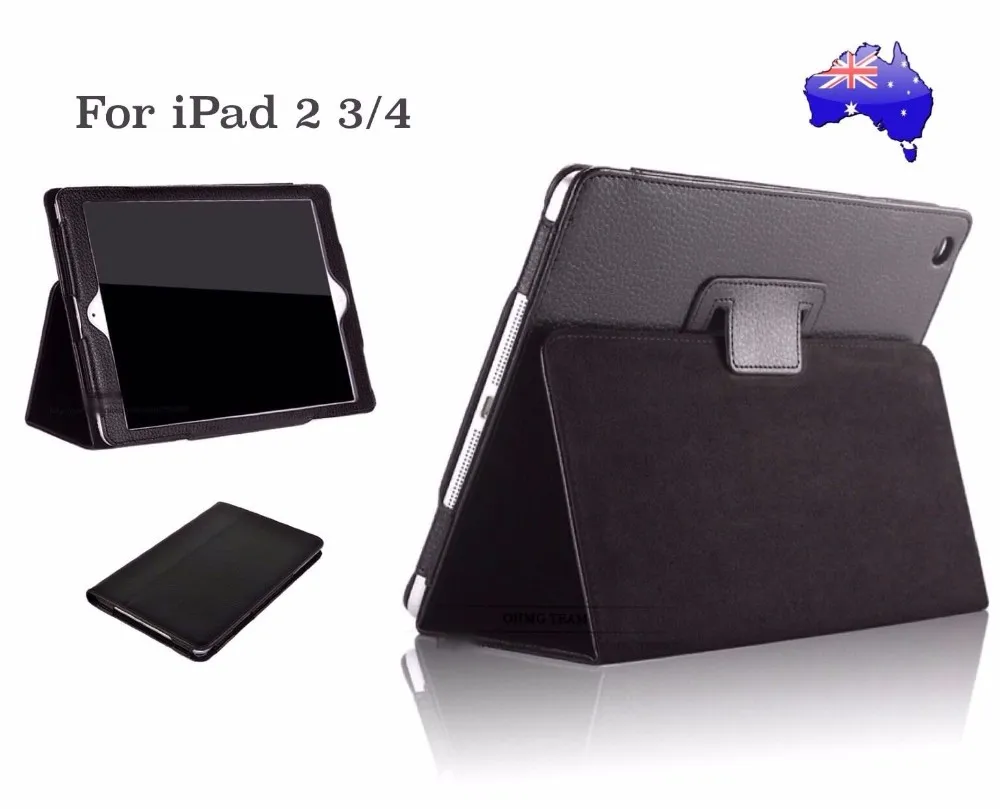 Business Flip Litchi Leather Case For new ipad3 ipad 4 Smart Stand Holder For Apple ipad2 3 4 Magnetic Auto Wake Up Sleep Cover